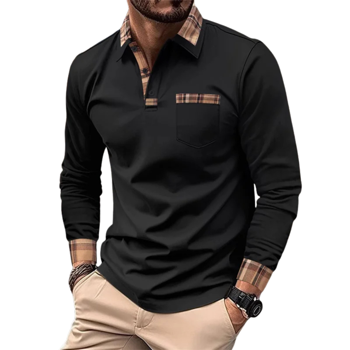 LÉONARD | LUXURY POLO WITH CHIC CHECKED DETAILS FOR MEN