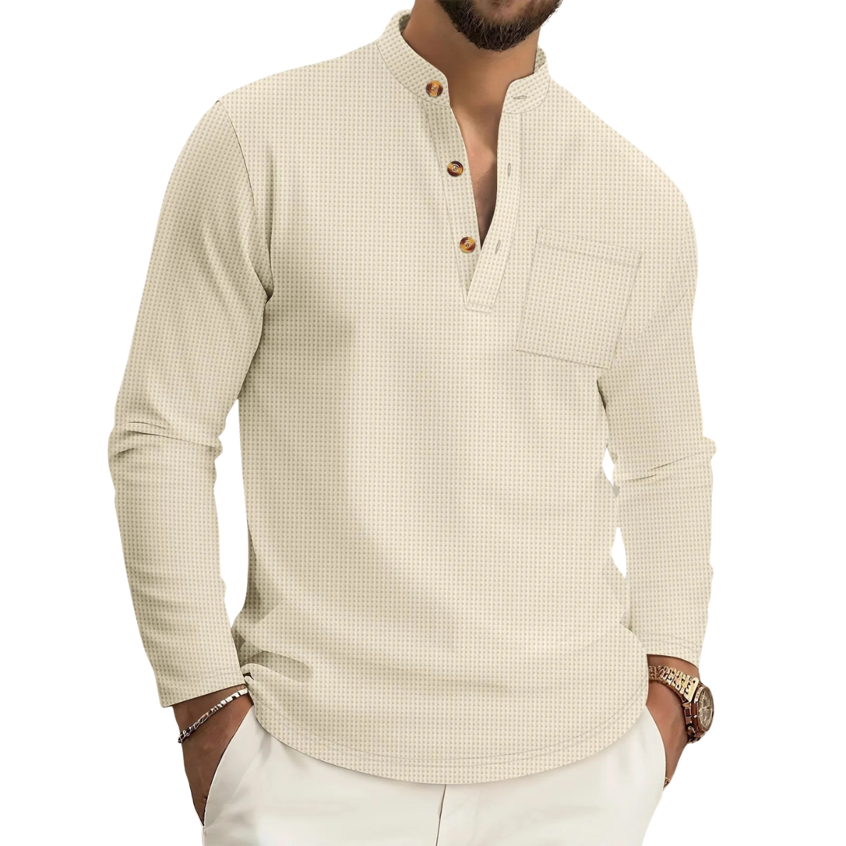 THÉO | TEXTURED HIGH COLLAR SHIRT FOR MEN