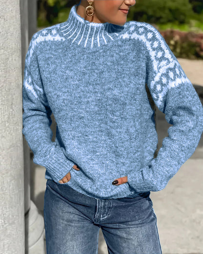 Striped High-Collar Sweater