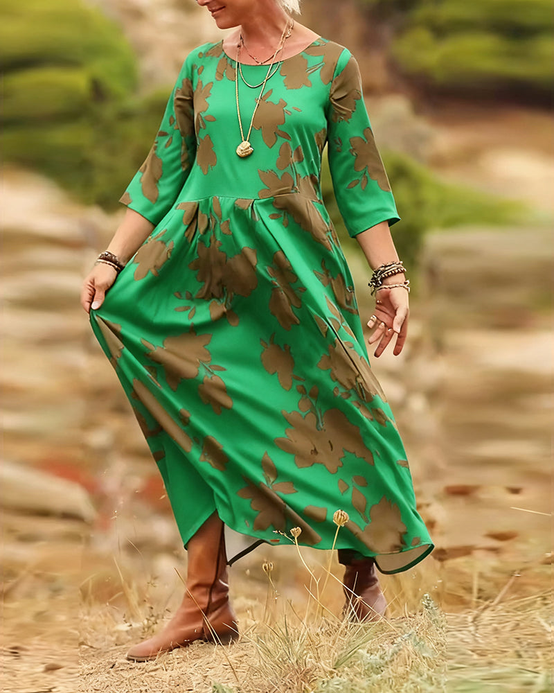 Printed A-Line Maxi Dress