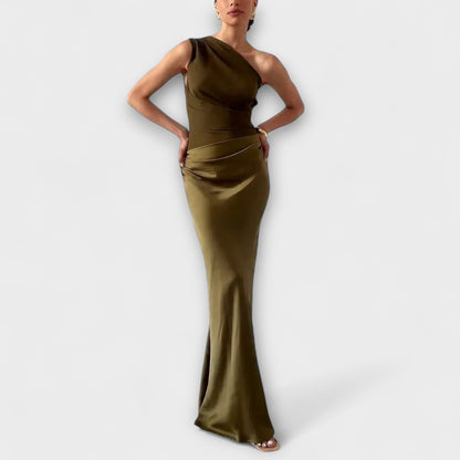 Leni - Elegant One-Shoulder Pleated Maxi Dress