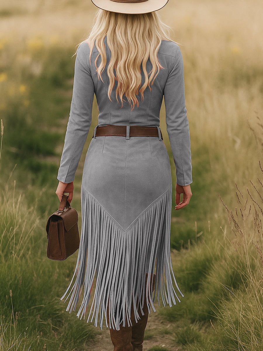 Women’s Western Tassel Midi Dress
