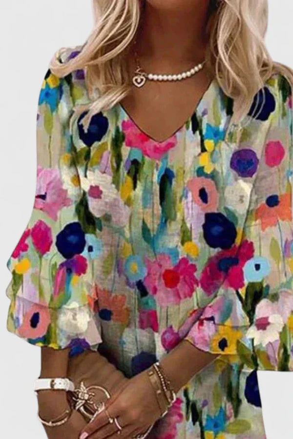 Floral V-Neck Mini Dress