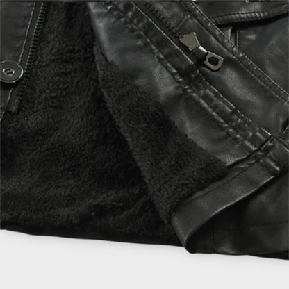 Elegant Long Leather Biker Jacket