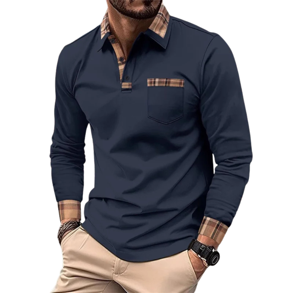 LÉONARD | LUXURY POLO WITH CHIC CHECKED DETAILS FOR MEN