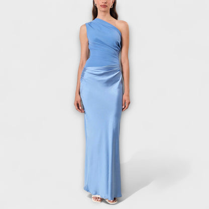 Leni - Elegant One-Shoulder Pleated Maxi Dress