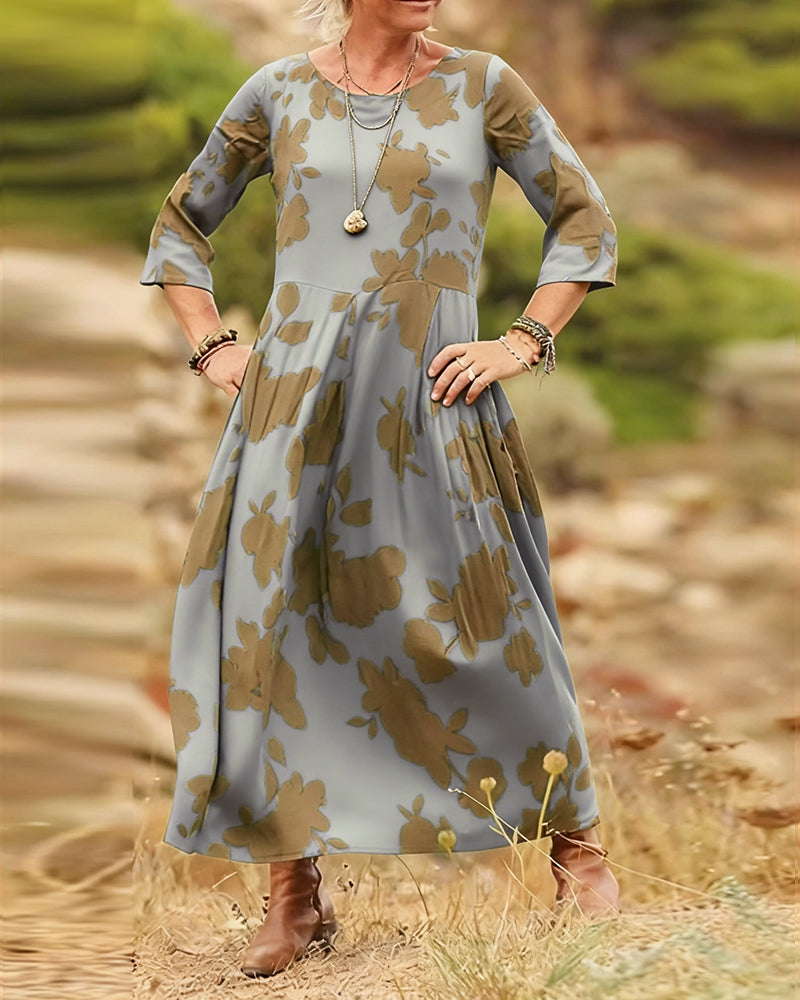 Printed A-Line Maxi Dress