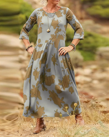Printed A-Line Maxi Dress