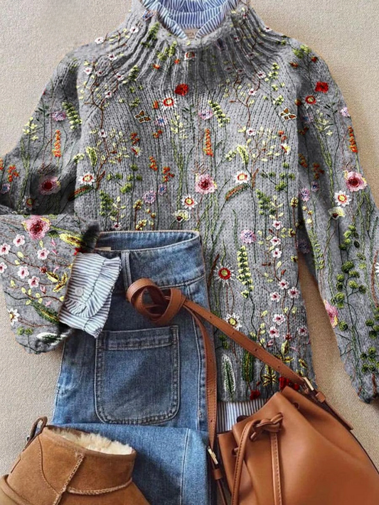 Maurine | Vintage floral print turtleneck sweater