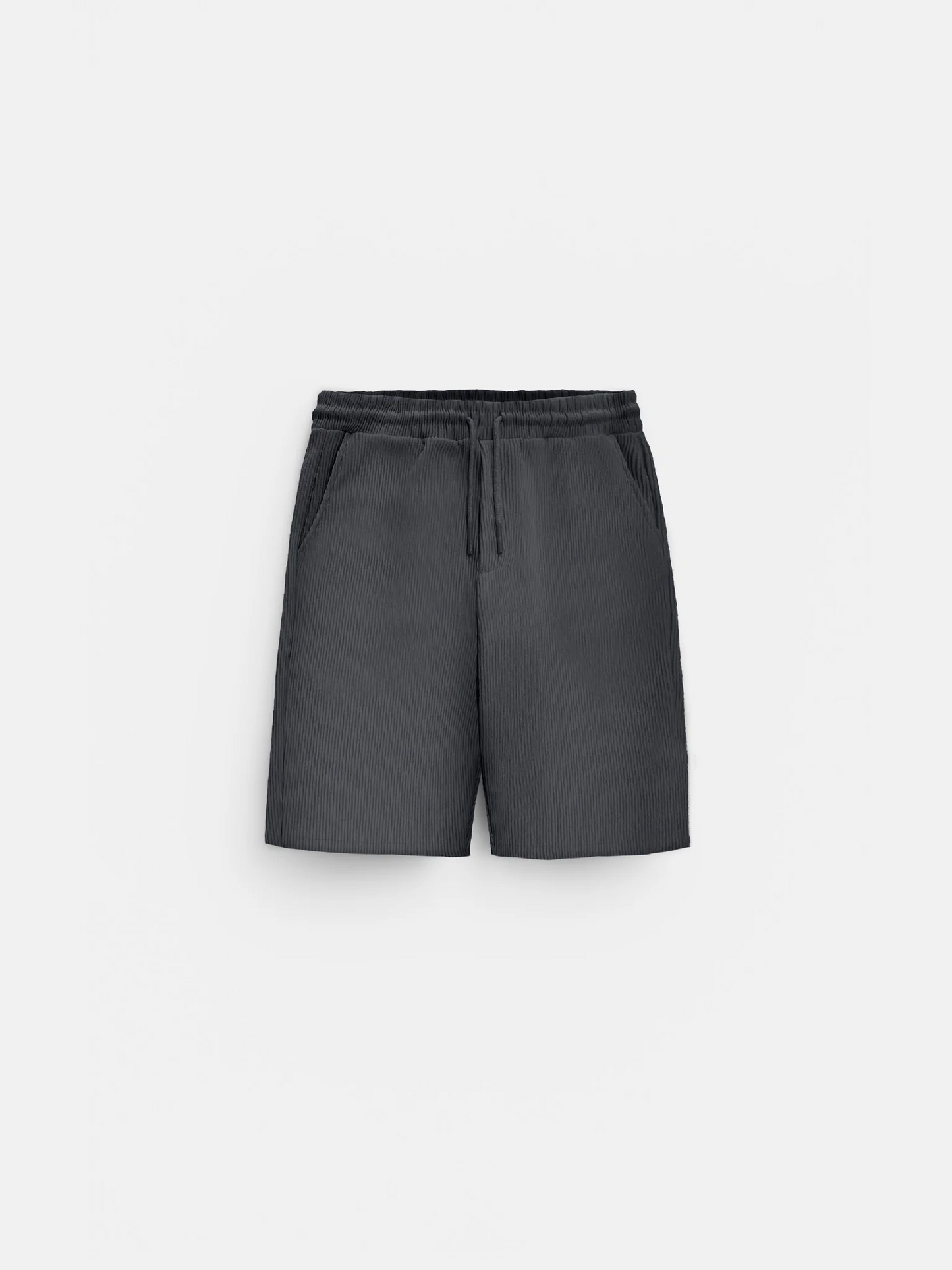 Loose Fit Cord Shorts - Black