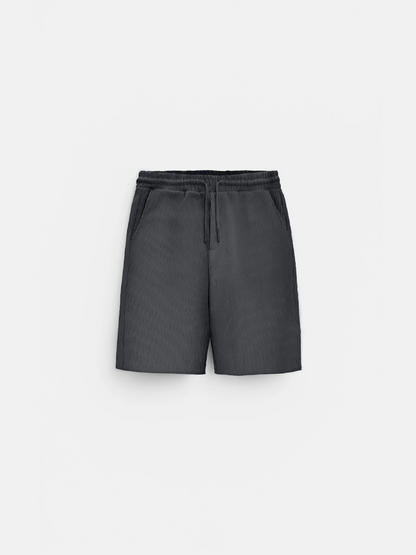 Loose Fit Cord Shorts - Black