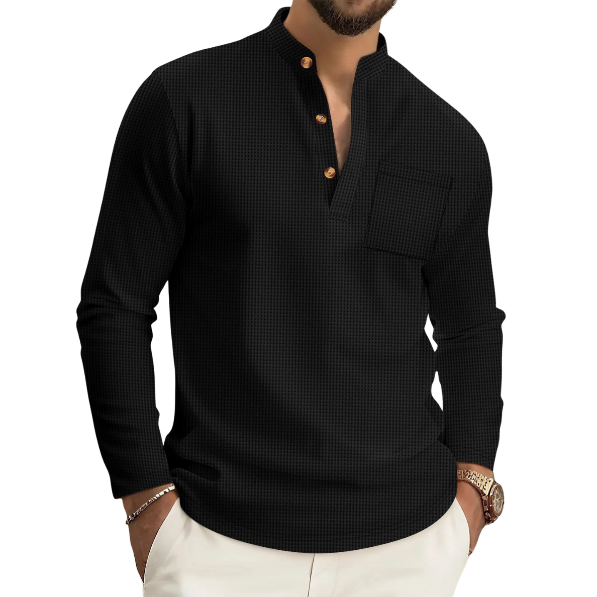 THÉO | TEXTURED HIGH COLLAR SHIRT FOR MEN