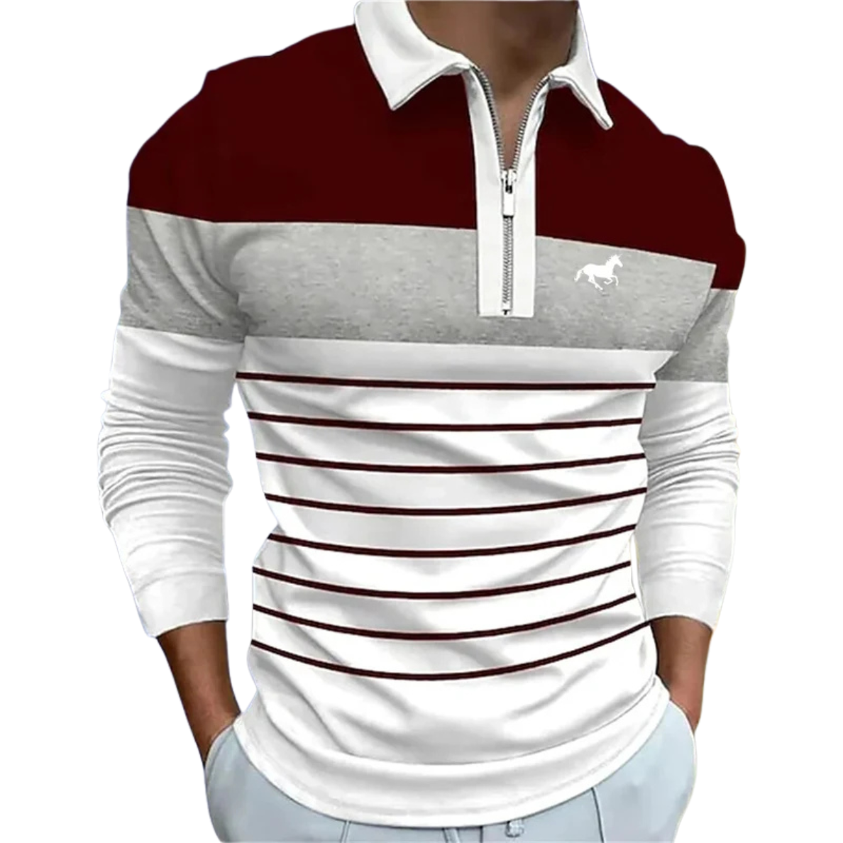 MARCEL | LUXE STRIPED ZIP POLO FOR MEN