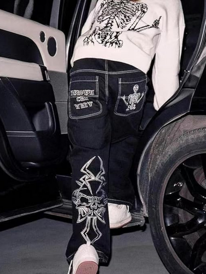 Embroidered Baggy Jeans