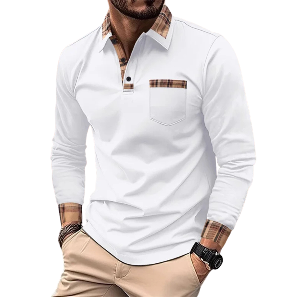 LÉONARD | LUXURY POLO WITH CHIC CHECKED DETAILS FOR MEN