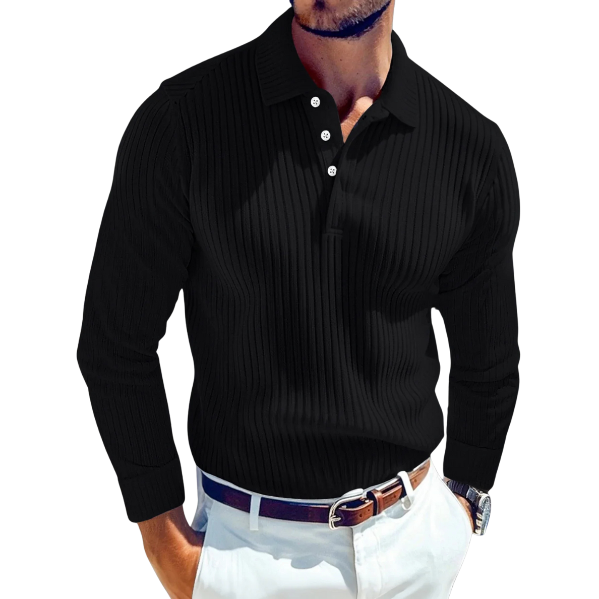 ADRIEN | LUXURY KNITTED RETRO POLO WITH RIBBED STRUCTURE