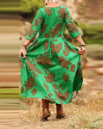 Printed A-Line Maxi Dress