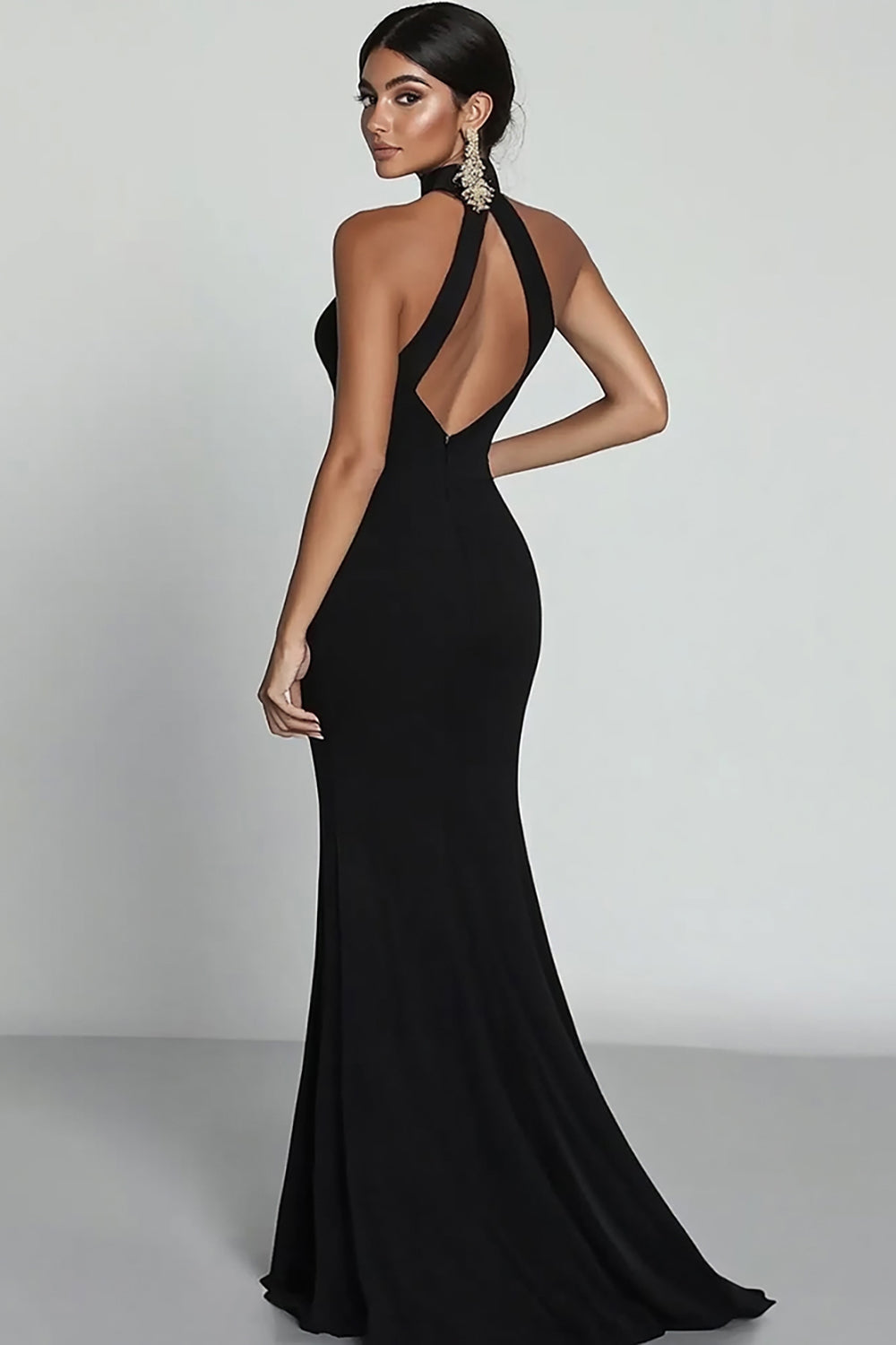Halter Mermaid Satin Evening Dress