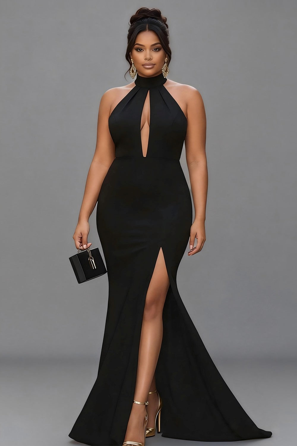 Halter Mermaid Satin Evening Dress