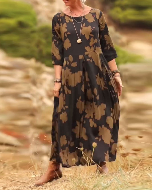 Printed A-Line Maxi Dress