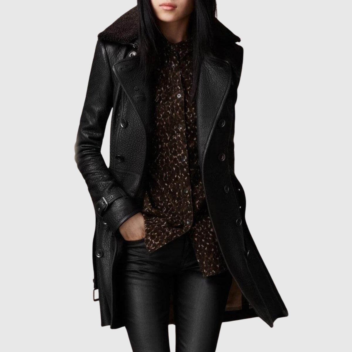 Maria - Elegant Leather Coat