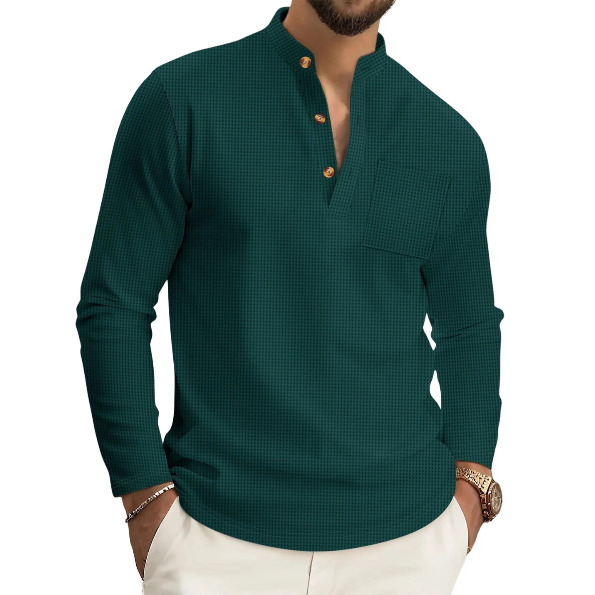 THÉO | TEXTURED HIGH COLLAR SHIRT FOR MEN