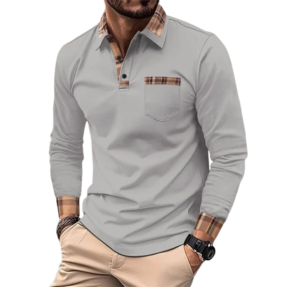 LÉONARD | LUXURY POLO WITH CHIC CHECKED DETAILS FOR MEN