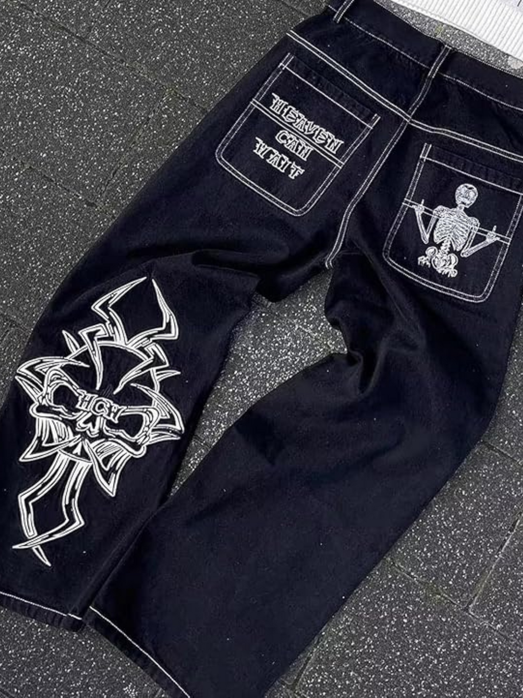 Embroidered Baggy Jeans