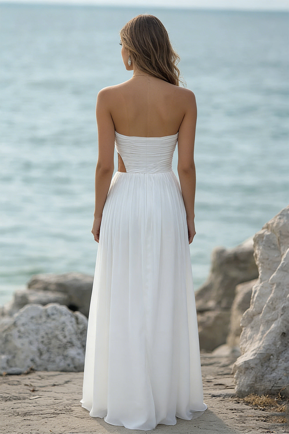 Strapless Chiffon Rehearsal Dinner Dress