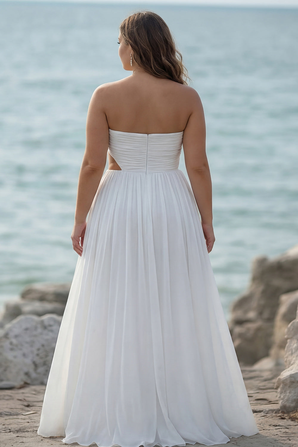 Strapless Chiffon Rehearsal Dinner Dress