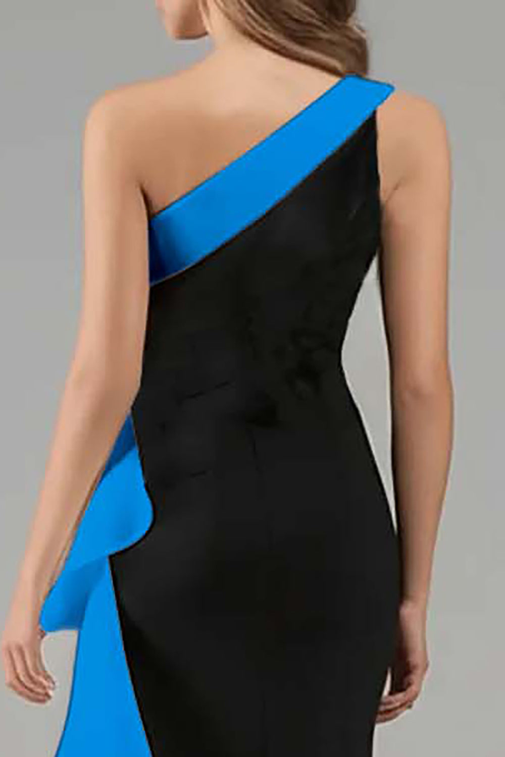One Shoulder 3D Flower Black Tie Dress