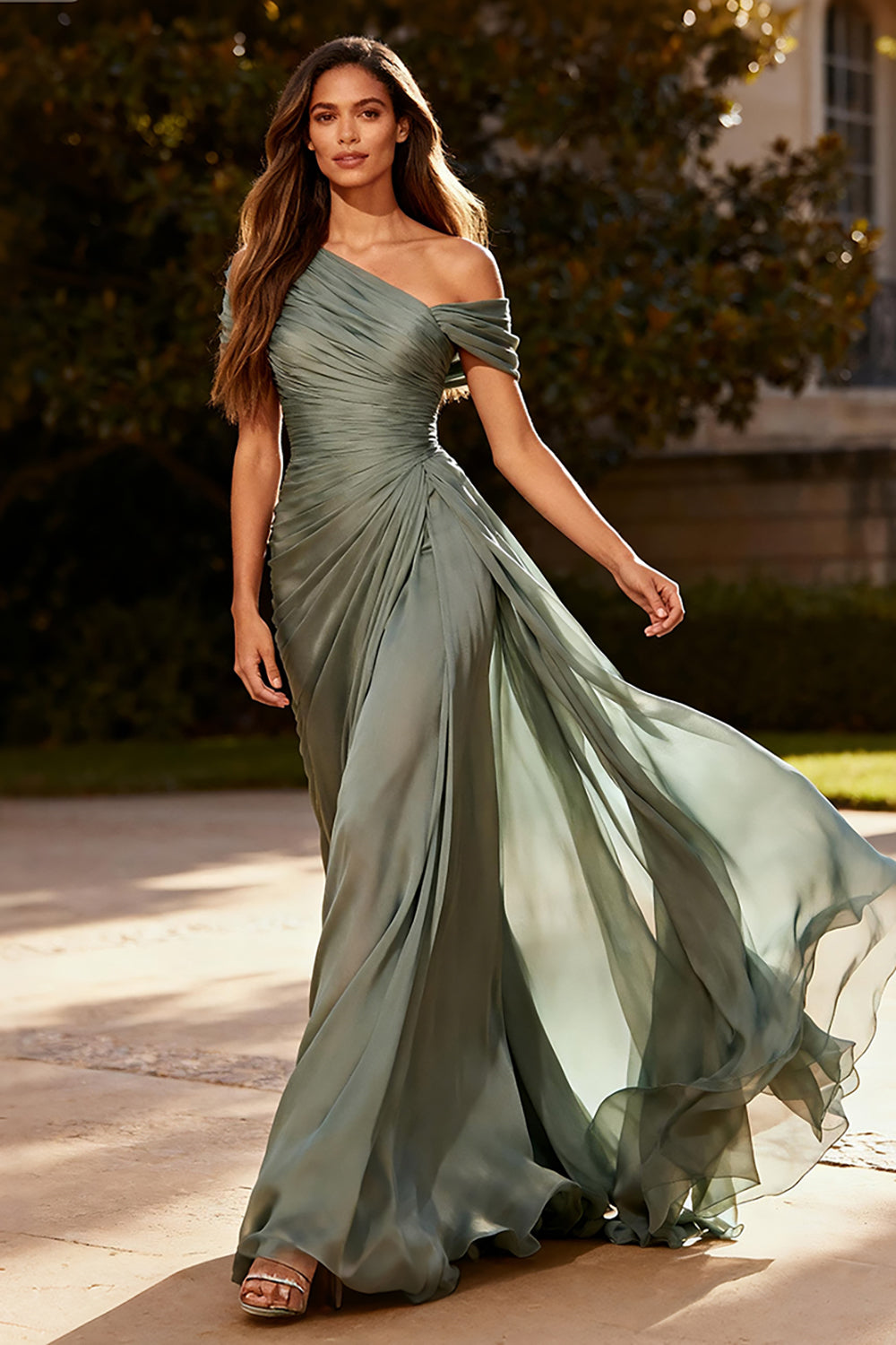 One Shoulder Chiffon Formal Dress