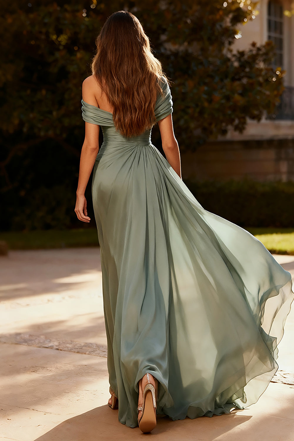 One Shoulder Chiffon Formal Dress