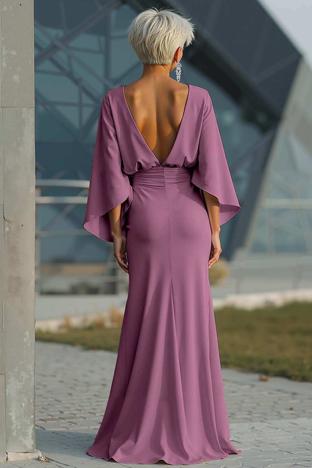 Boat Neck Mother of the Bride Dress