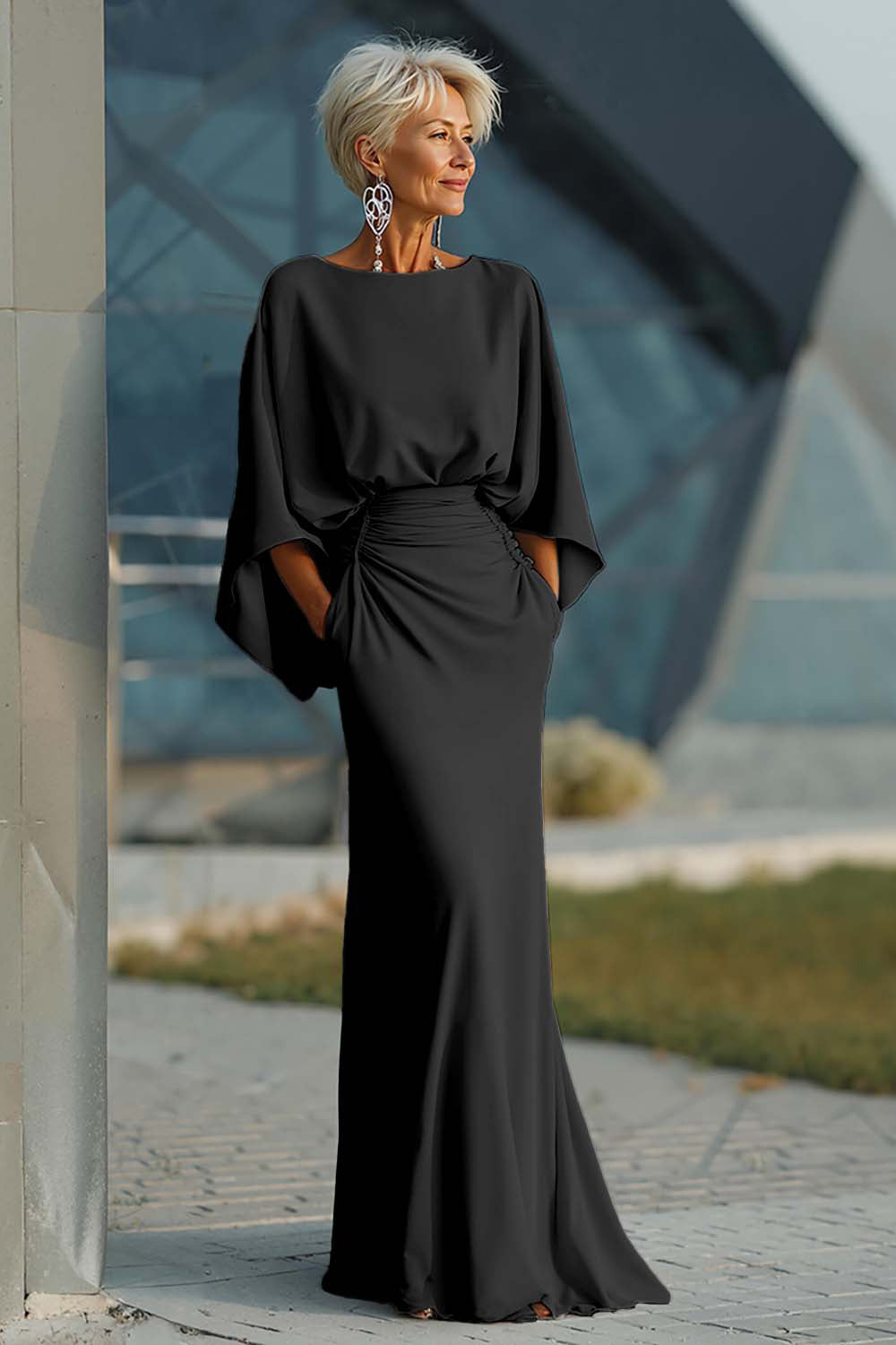 Boat Neck Mother of the Bride Dress