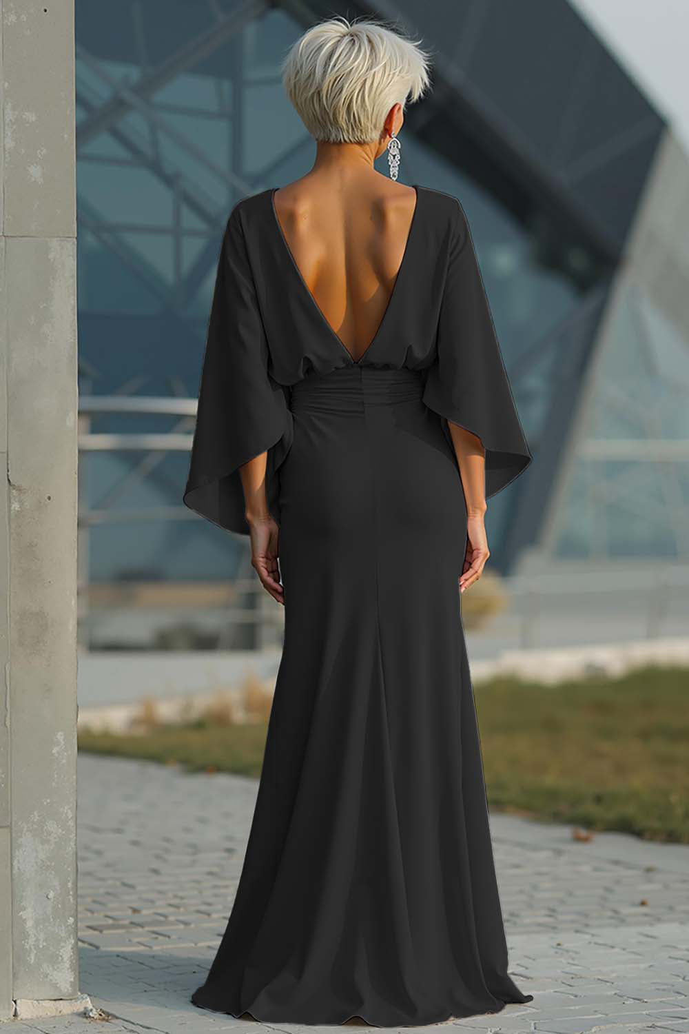 Boat Neck Mother of the Bride Dress