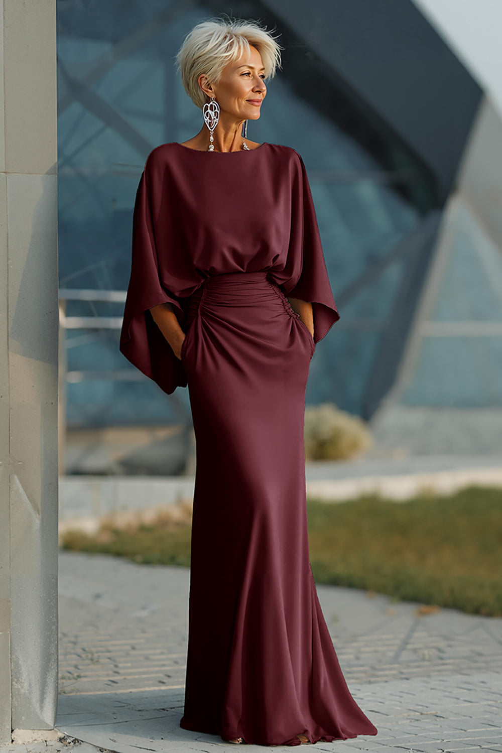 Boat Neck Mother of the Bride Dress