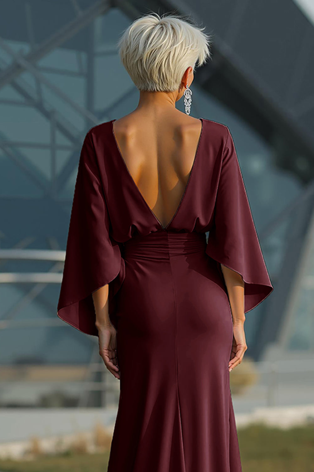 Boat Neck Mother of the Bride Dress