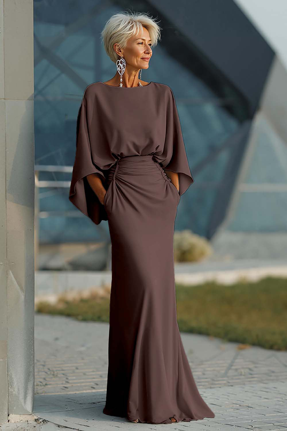 Boat Neck Mother of the Bride Dress