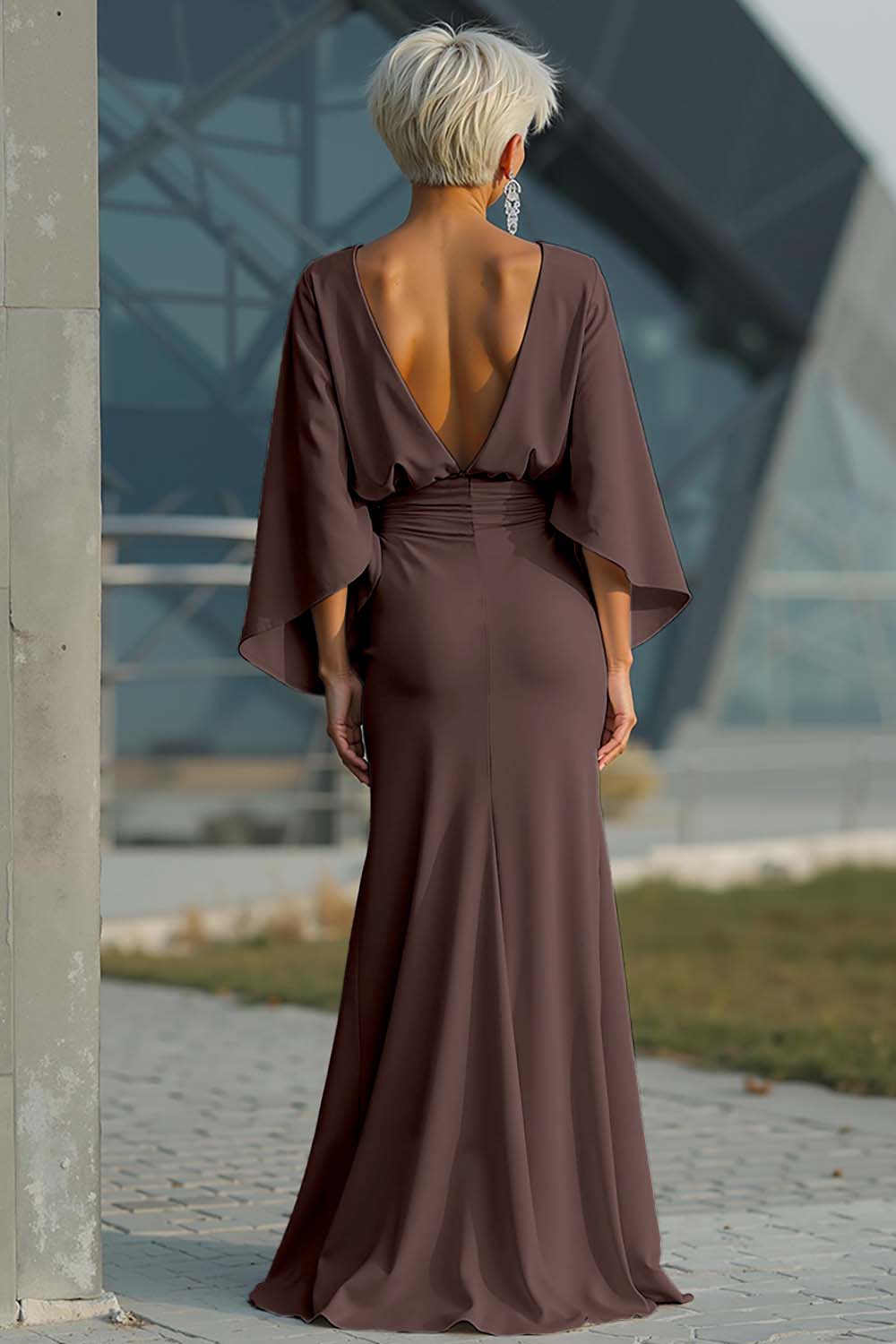 Boat Neck Mother of the Bride Dress