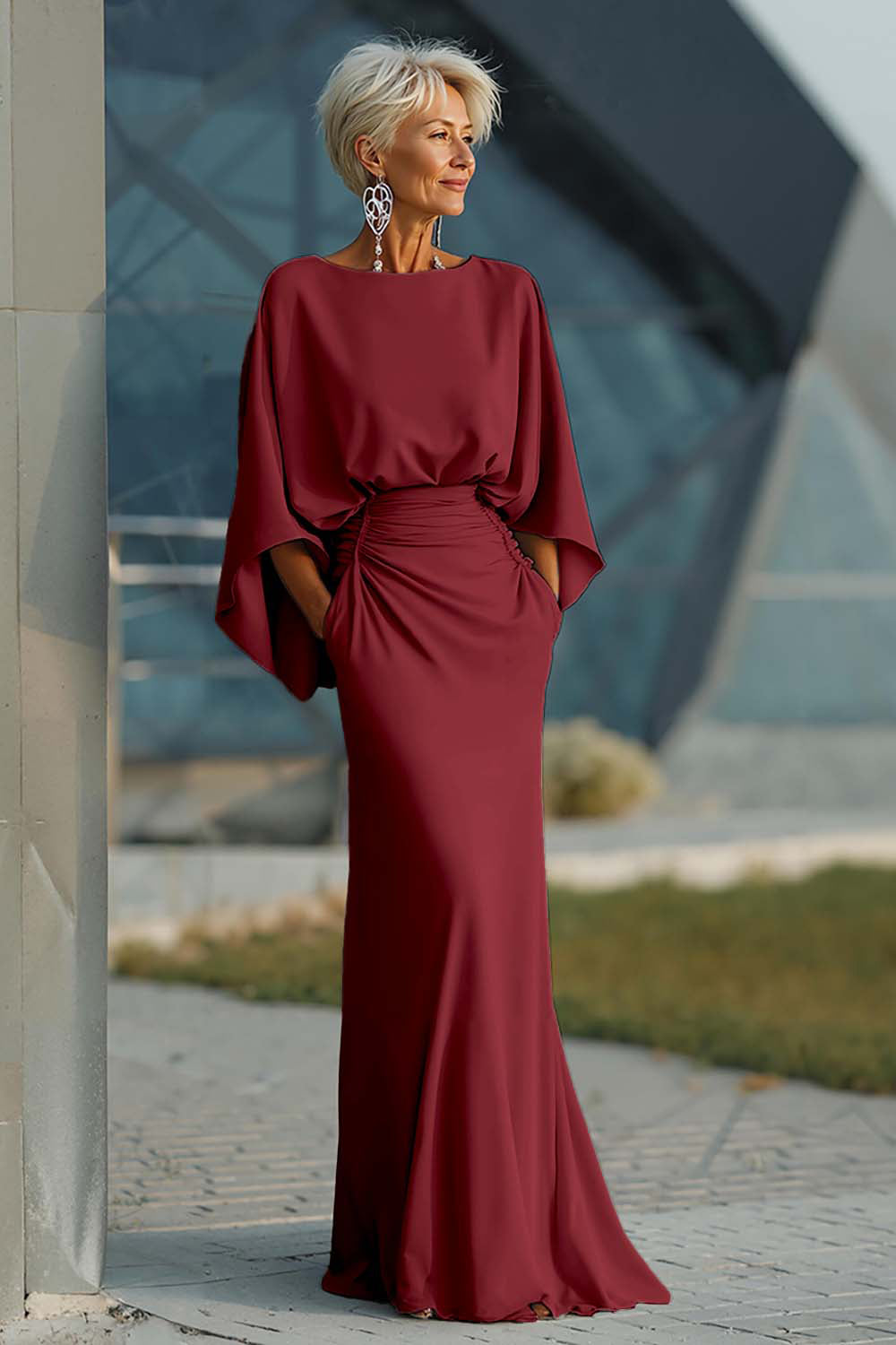 Boat Neck Mother of the Bride Dress