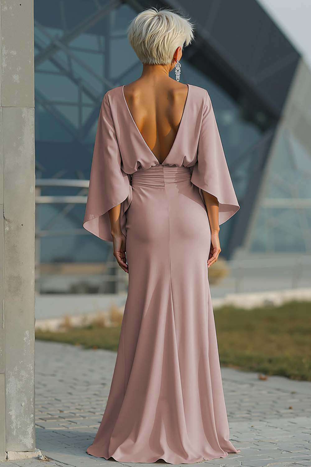 Boat Neck Mother of the Bride Dress