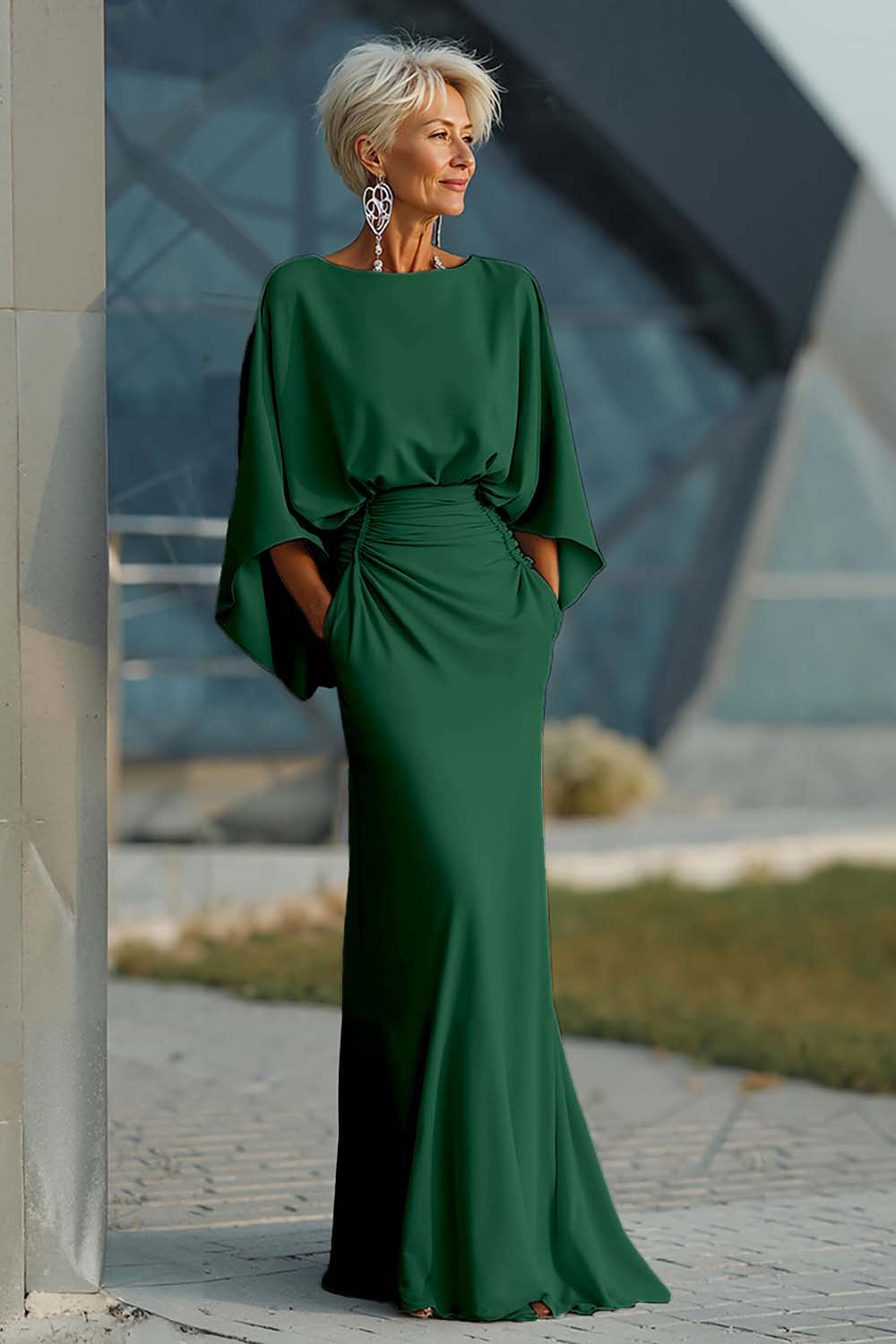 Boat Neck Mother of the Bride Dress