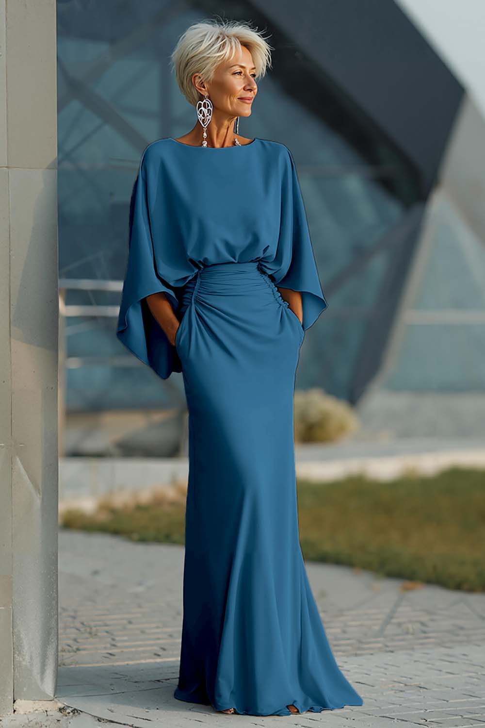 Boat Neck Mother of the Bride Dress