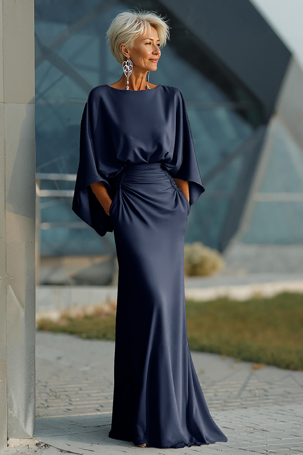 Boat Neck Mother of the Bride Dress