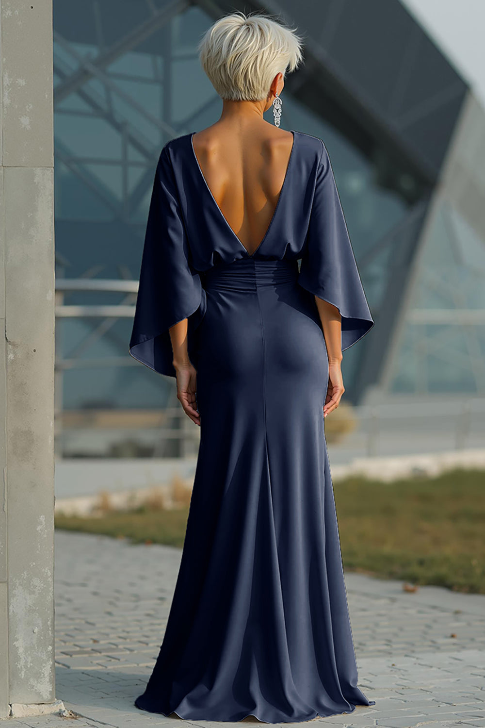 Boat Neck Mother of the Bride Dress