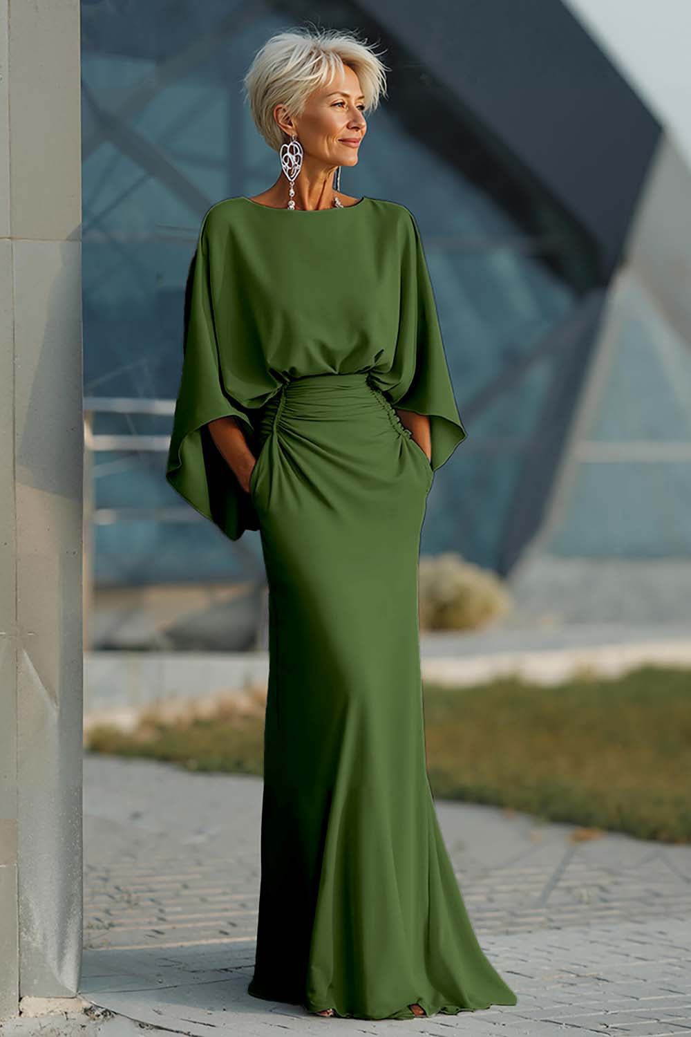 Boat Neck Mother of the Bride Dress