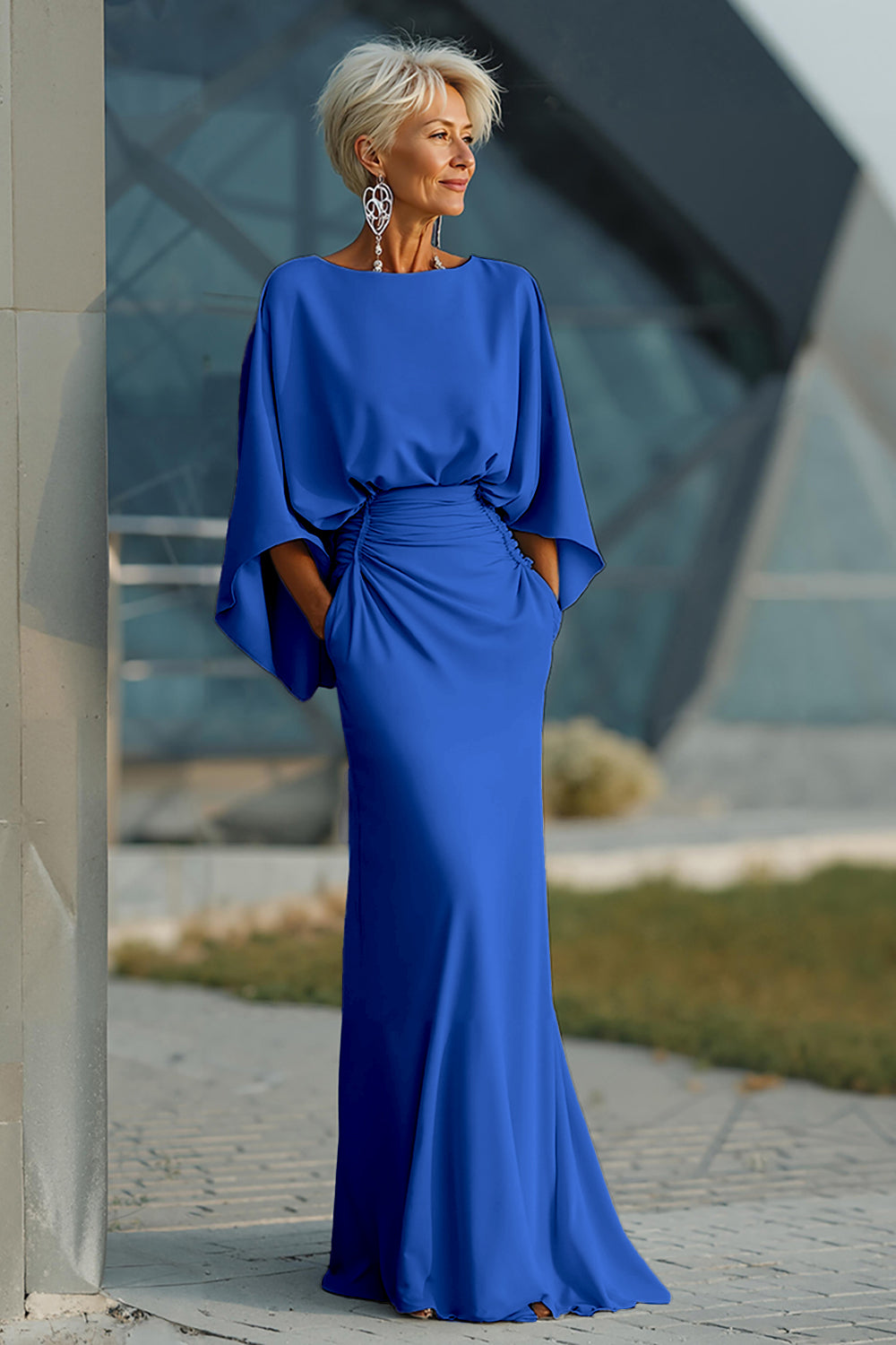 Boat Neck Mother of the Bride Dress