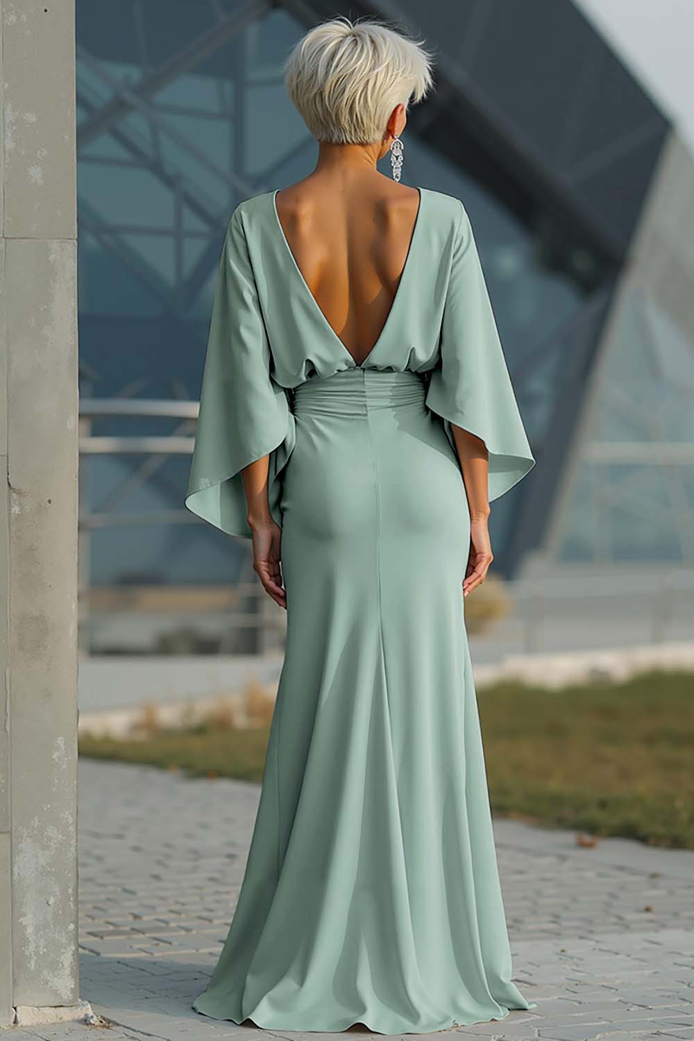 Boat Neck Mother of the Bride Dress