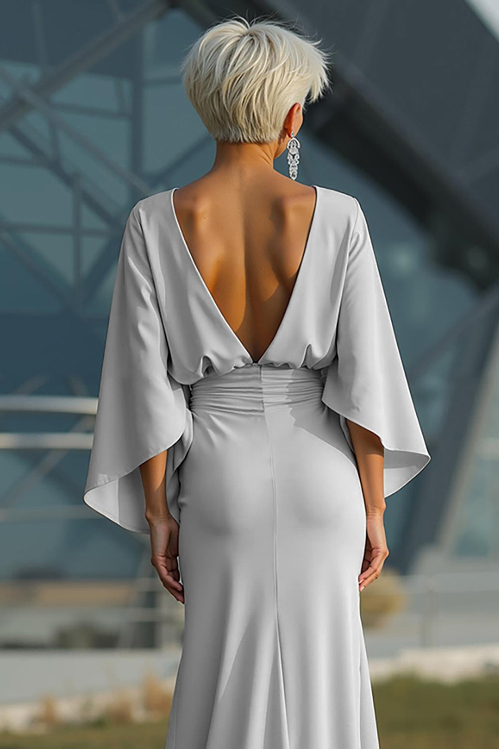Boat Neck Mother of the Bride Dress